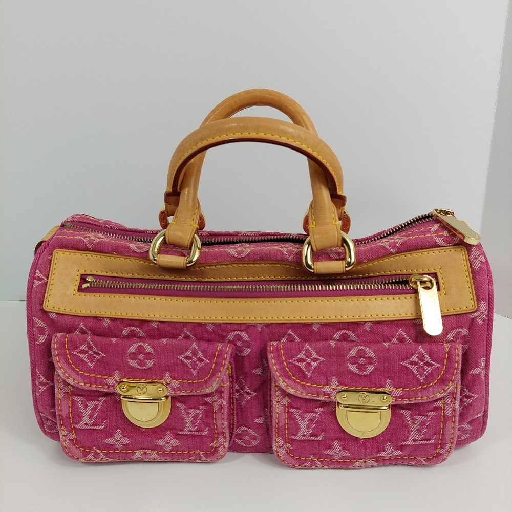 Louis Vuitton Pink Canvas Mini Tote with Tan Leather Trim and Gold Hardware